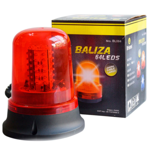 BALIZA 64 LEDS - MULTIVOLTAJE 12-24 VOLTS - ROJA DRIVEN