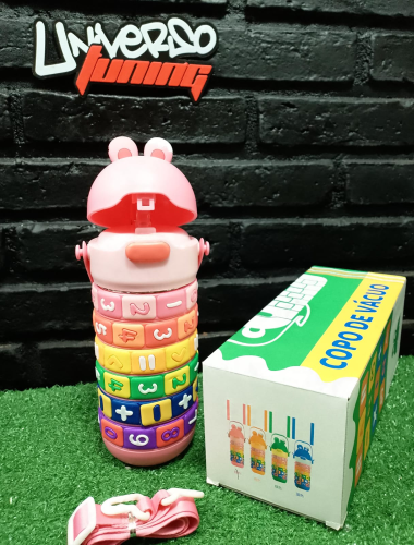 BOTELLA INFANTIL 450ML CON PICO Y CORREA OSO-809