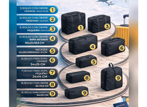 ORGANIZADOR DE VIAJE VALIJA 9 PCS MELECH-424