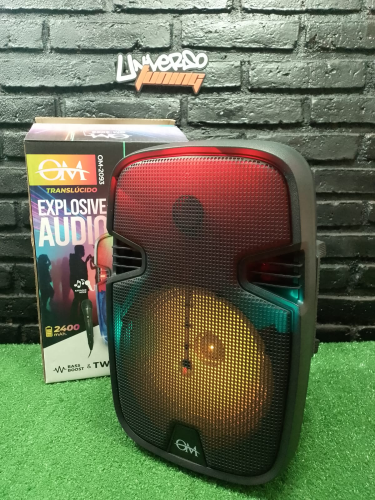 PARLANTE PORTATIL CON MICROFONO 8"", CARGA USB OM-2093