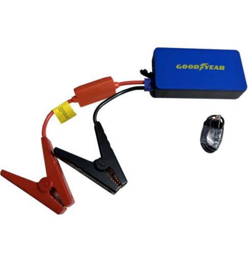 ARRANCADOR PORTATIL GOODYEAR, 8000MA, RECARGABLE. CON SALIDA BATERIA, USB, LINTERNA Y ACCESORIOS GY-2705