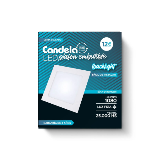 LED PLAFON SIDELIGHT CUADRADO BASE. 12W FRIA CANDELA 6837