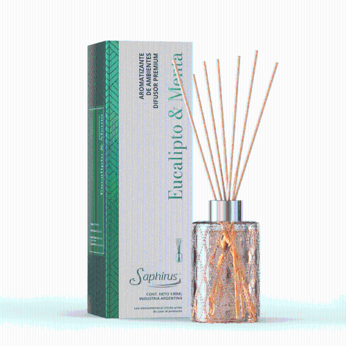 DIFUSOR AROMATICO PREMIUM SAPHIRUS EUCALIPTO Y MENTA