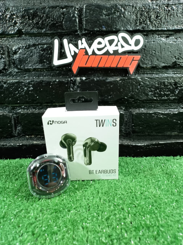 AURICULAR BT TWINS TRANSPARENTE CON BASE LUZ RGB Y DISPLAY NOGA NG-BTWINS48