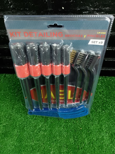 KIT BROCHAS, CEPILLOS Y PINCELES DETAILING, CON LIMPIA REJILLAS AIRE X9PCS IAEL LM-040