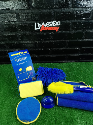 KIT LIMPIEZA GOODYEAR 6PCS (ESPONJA-CEPILLO-PAÑOS-MANOPLA-ALMOHADILLA) GY-2878