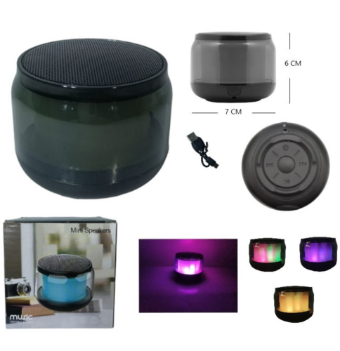 PARLANTE MINI SPEAKER BLUETOOTH C/LUZ COLORES RPT2/L59
