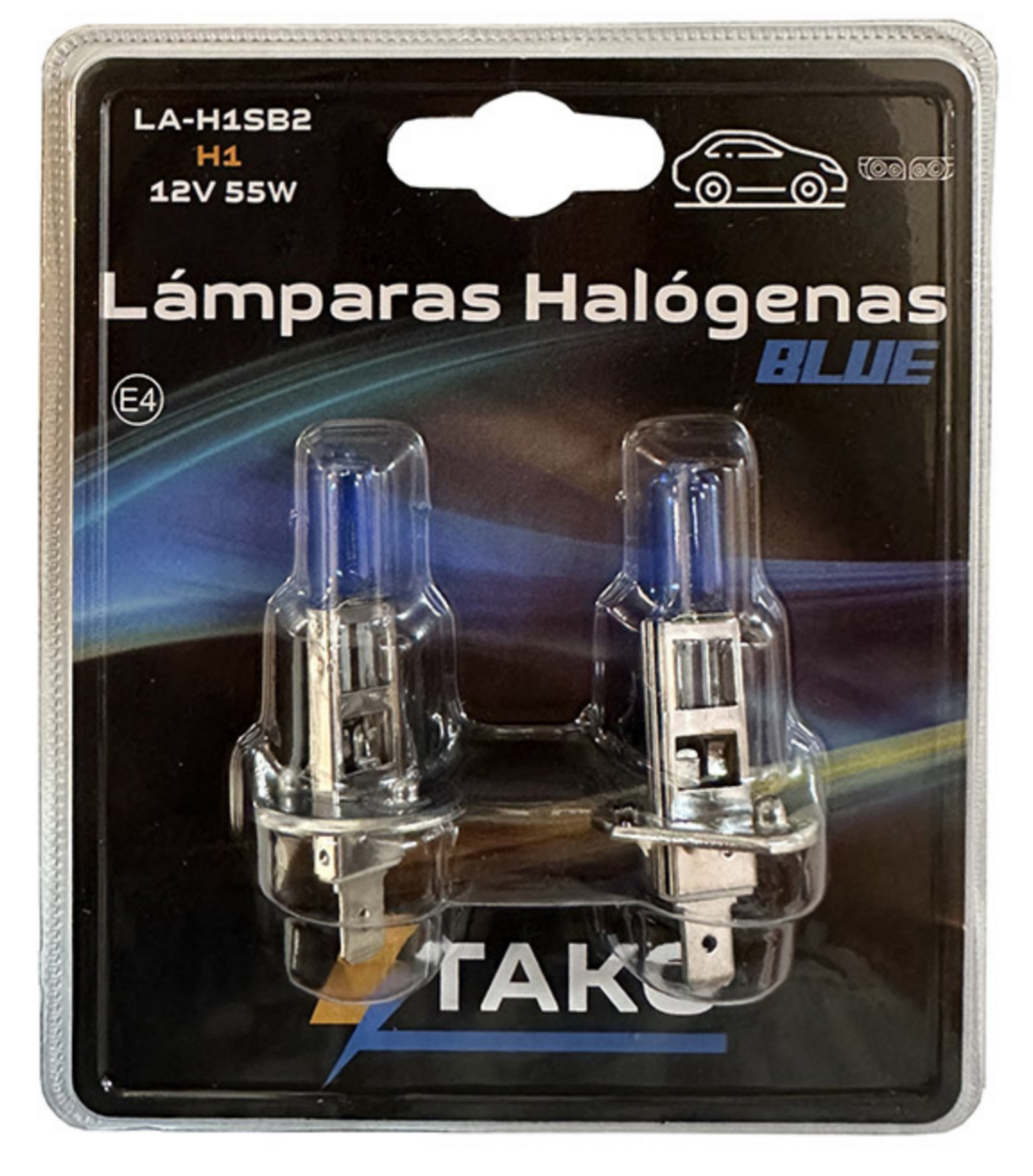 JGO. LAMPARA H1 55W 12V SUPER BLANCA, EN BLISTER - TAKO LA-H1SB2