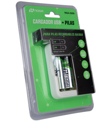 CARGADOR USB + 2 PILAS AA + 2 PILAS AAA NGA-5300 NOGA