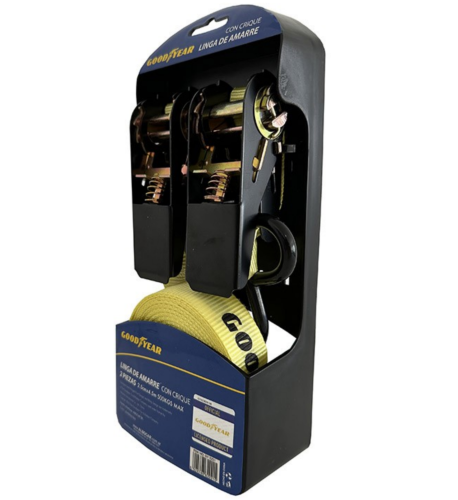 KIT X2 CINTA DE AMARRE TIPO CRIQUE GOODYEAR 1" X 5 MTS. REFORZADA 500KG  GY-2221