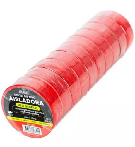 CINTA AISLADORA 19MM X 10MTS ROJO 26601