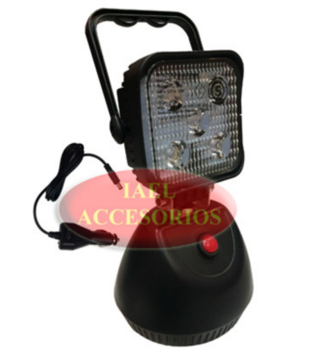 FARO LED CUADRADO 5 LEDS, CON BATERIA RECARGABLE 12V, 15W, CON BASE MAGNETICA, 3 TIPOS DE LUZ IAEL-15RB