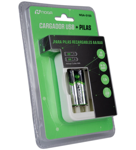 CARGADOR USB + 2 PILAS AAA NGA-5100 NOGA