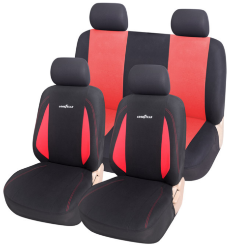 JGO. FUNDA ASIENTO, COMPLETA, GOODYEAR, NEGRA CON ROJO, 10 PIEZAS GY-2313