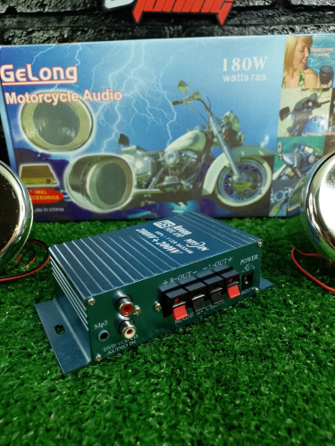 KIT POTENCIA + PARLANTES MOTO 200WX2 PB-608