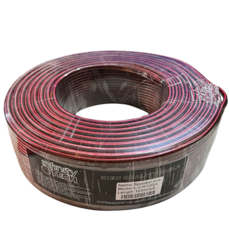 INFINITY TECH ROLLO CABLE DE ALTAVOZ 12G,100 METROS ALUMINIO RECUBIERTO DE COBRE L-CR12GA