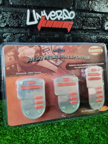 JGO. PEDALERAS ALUM. RACING PLATEADA CON ROJO IAEL AC-034