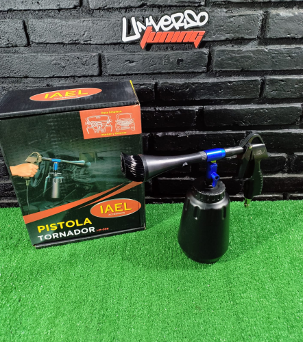 PISTOLA TORNADOR PAR AIRE COMPRIMIDO, BOQUILLA EN FORMA DE CONO CON CEPILLO, 1 LITRO IAEL LM-056