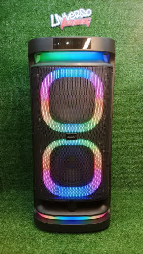 PARLANTE 2X8" C/ 2 MICROFONO LUZ RGB BT/FM/MP3 BTS-1990