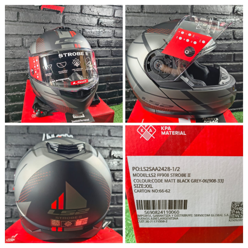 CASCO LS2 908 STROBE II CODE NEGRO / GRIS / MATE
