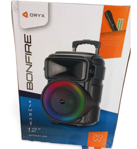PARLANTE BLUETOOTH 12" BONFIRE  C MICROFONO Y CONTROL ORYX SP-2231-6A