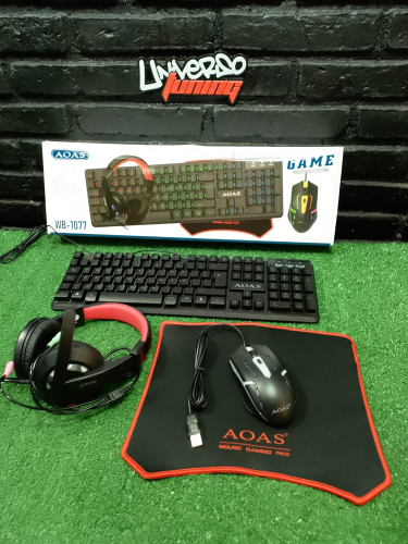 KIT TECLADO, MOUSE, AURICULAR, PADMOUSE GAMER CON_x000d_
LUZ LED RGB WB-1077