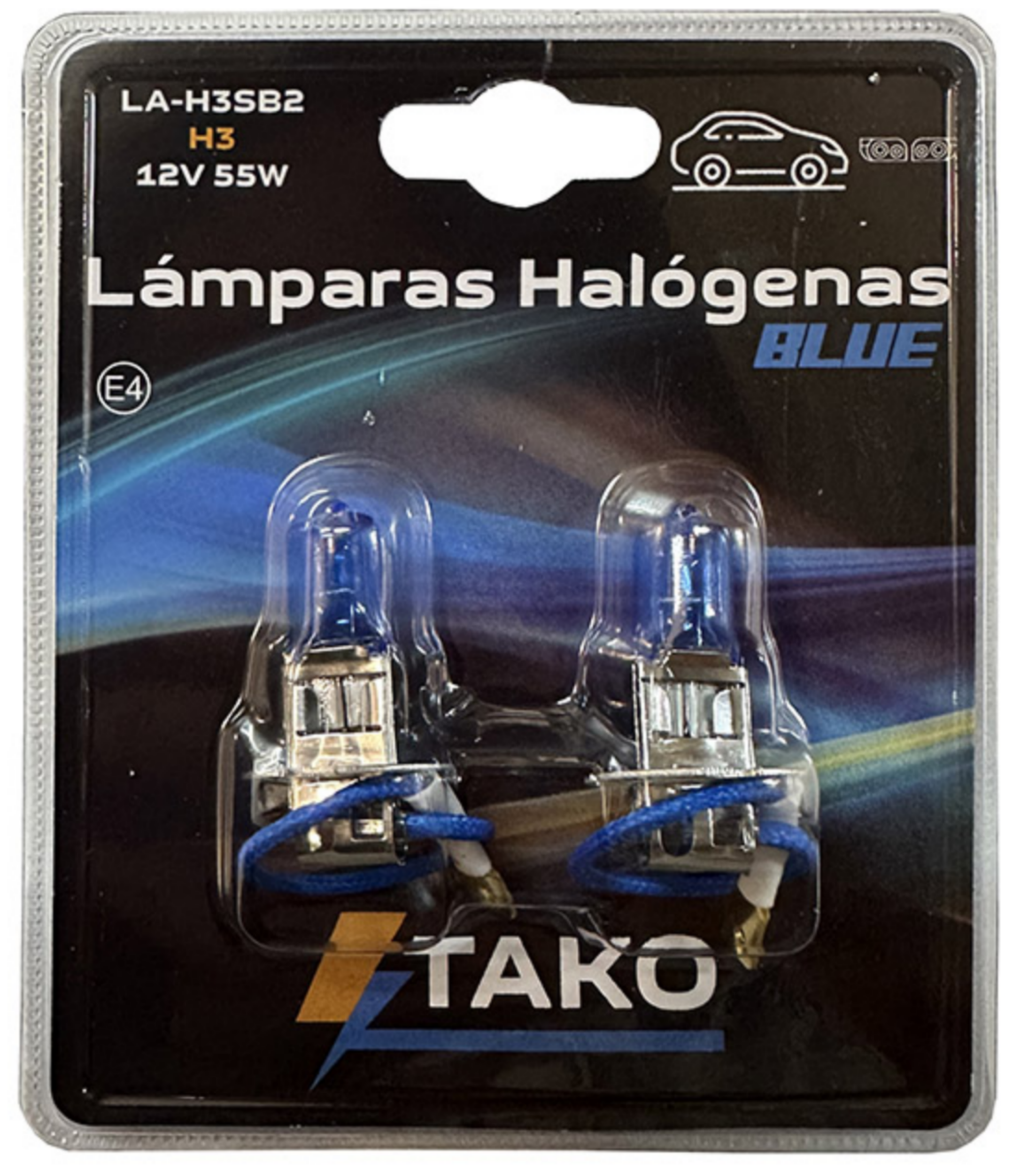 JGO. LAMPARA H3 55W 12V SUPER BLANCA, EN BLISTER - TAKO LA-H3SB2