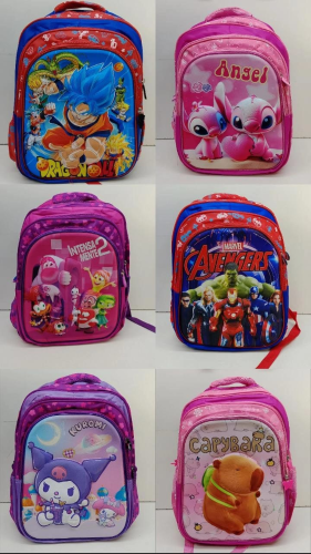 MOCHILA 16PLG DOBLE CIERRE PERSONAJES 164YC
