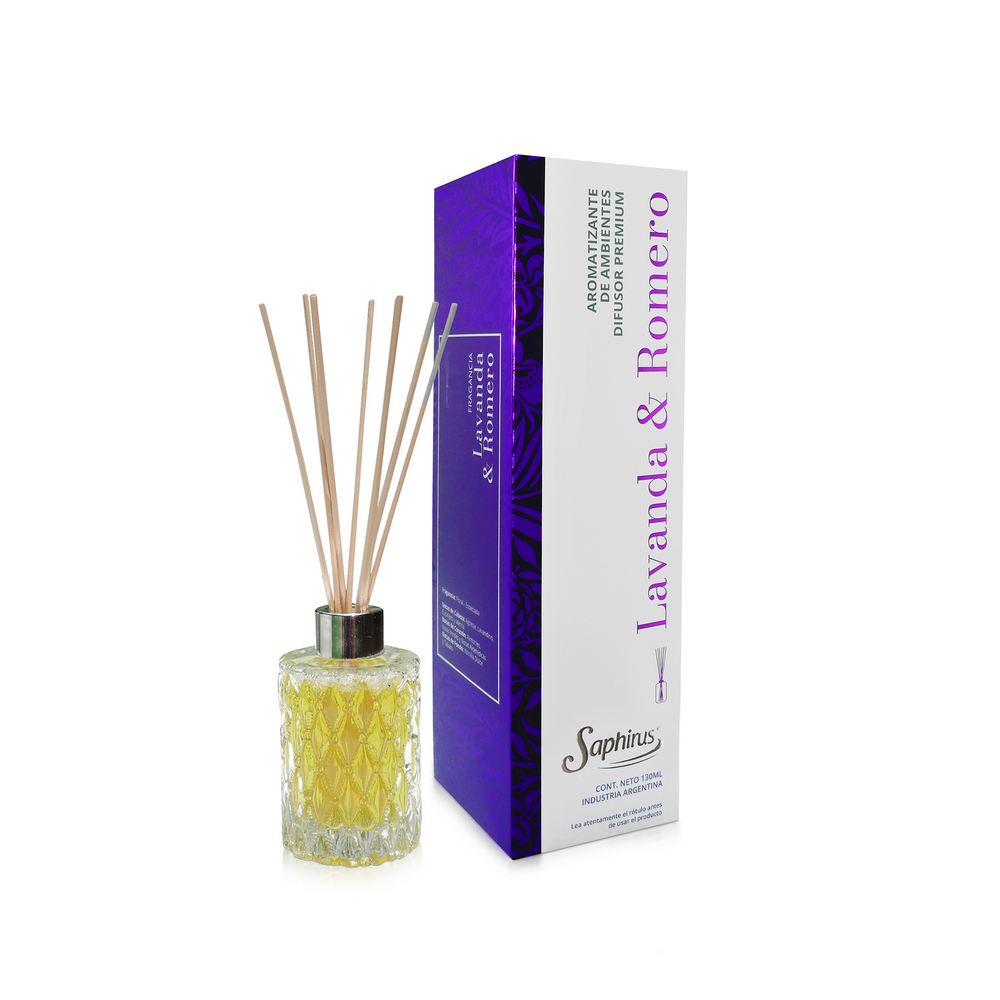 DIFUSOR AROMATICO PREMIUM SAPHIRUS LAVANDA Y ROMERO