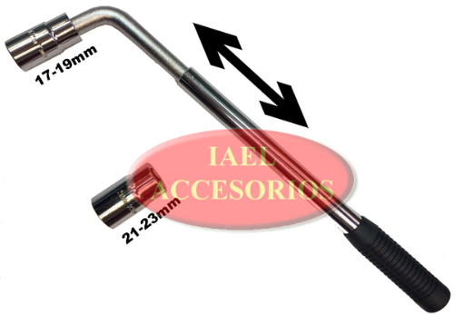 LLAVE DE RUEDA EN L, BOCAS TUBO INTERCAMBIABLES 17X19MM 21X23MM LC-005