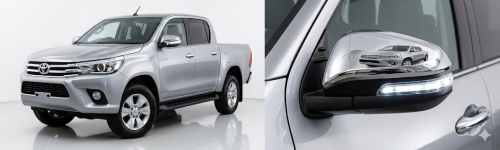 CACHAS DE ESPEJOS COMPLETOS CROMADOS C/LED X2 TOYOTA HILUX 2016-> IAEL DB-157L
