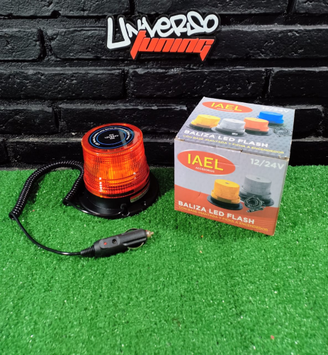 BALIZA LED FLASH REDONDA B/IMANTADA 12/24V. DIF. COLORES IAEL BA-014