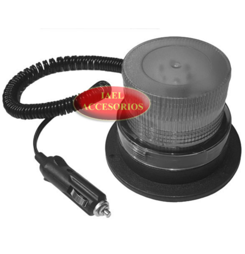 BALIZA LED FLASH REDONDA B/IMANTADA 12V. TRANSPARENTE IAEL BA-018