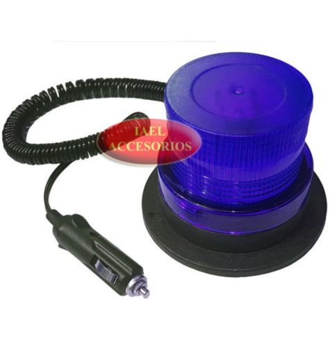 BALIZA LED FLASH REDONDA B/IMANTADA 12V. AZUL IAEL BA-016