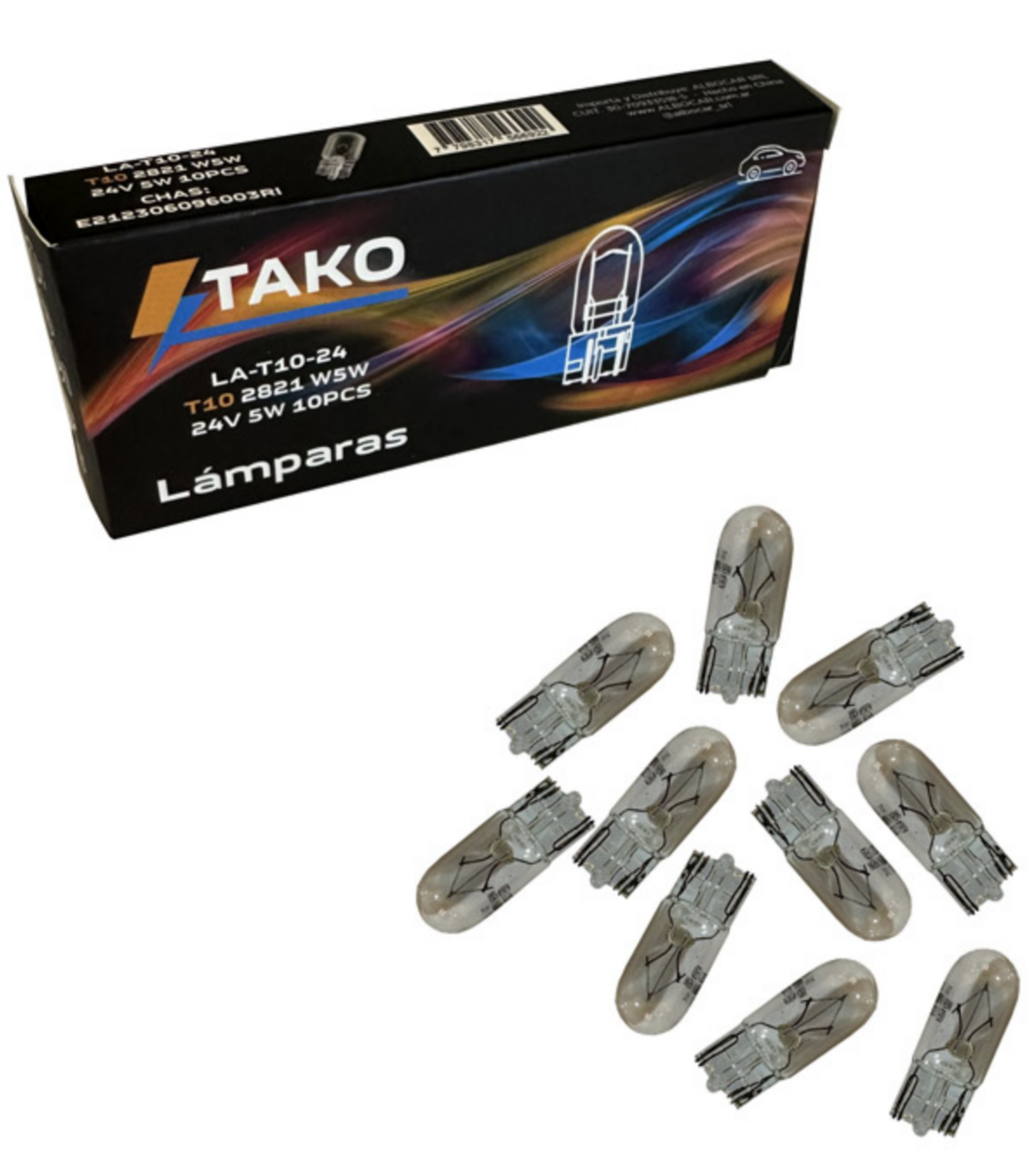 LAMPARA T10 2821/2825 5W 24V - TAKO LA-T10-24