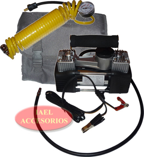 COMPRESOR DOBLE PISTON PARA 4X4, 12V. C/BOLSO MANOMETRO VA-044