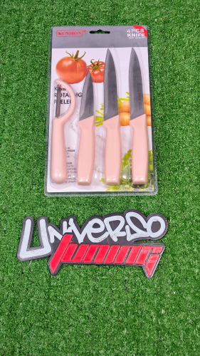 SET DE CUCHILLOS 3 PCS + PELADOR DE PAPAS SEU-09